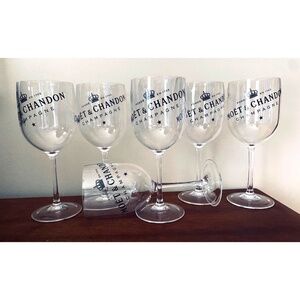 Moet & Chandon Champagne Clear Acrylic Party Goblets SET OF SIX (6)-USA SHIPPER